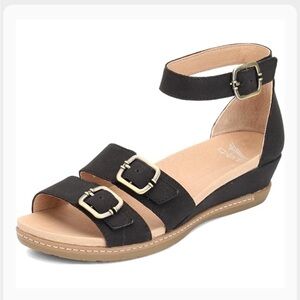 NWT DANSKO Women’s Astrid Black Wedge Comfort Sandals 10.5-11